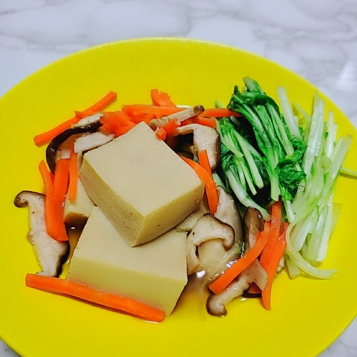 高野豆腐と水菜の煮浸し
